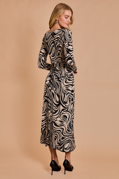 Abstract Long Sleeve Dress