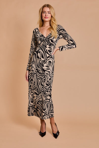 Abstract Long Sleeve Dress