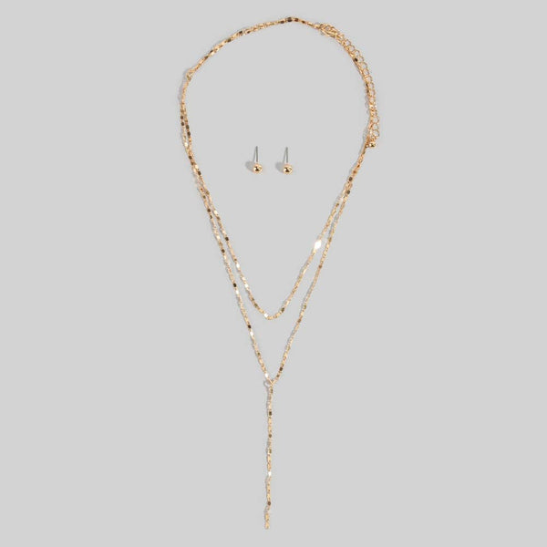 Chain Link Layered Y Necklace Set