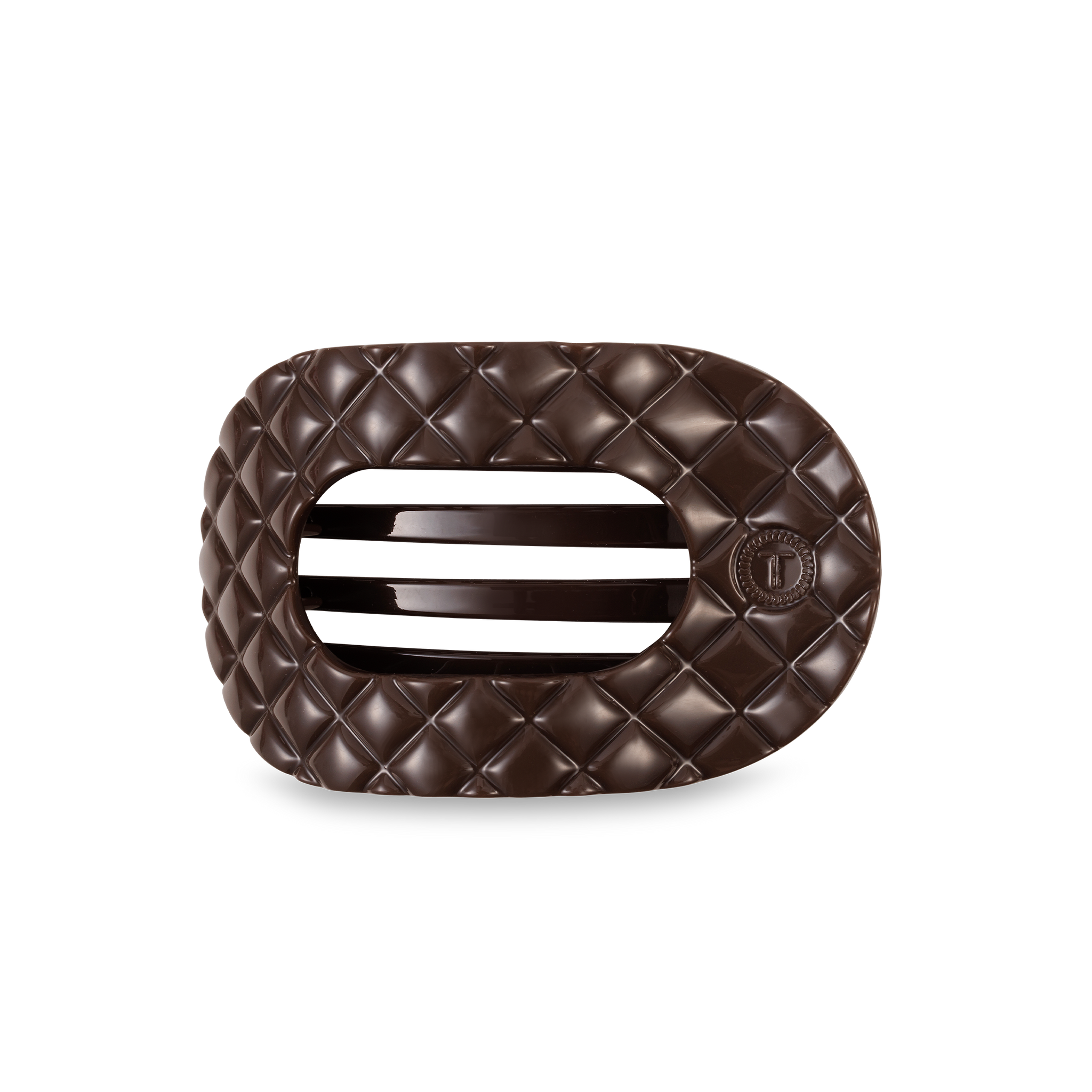 Flat Round Hair Clip | Medium | Truly Taupe Quilted