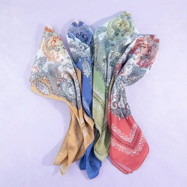 Paisley Print Satin Square Scarf
