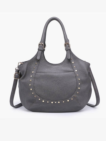 Kay Studded Hobo w/ Crossbody Strap: Charcoal
