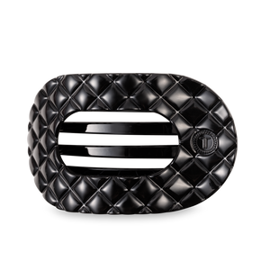 Flat Round Hair Clip | Large | Jet Black Quilted