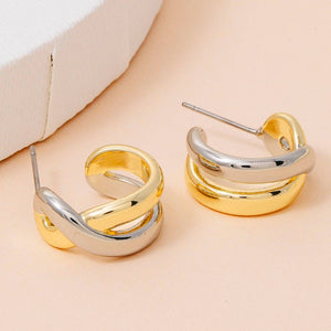 Two Tone Loop Hoop Earrings