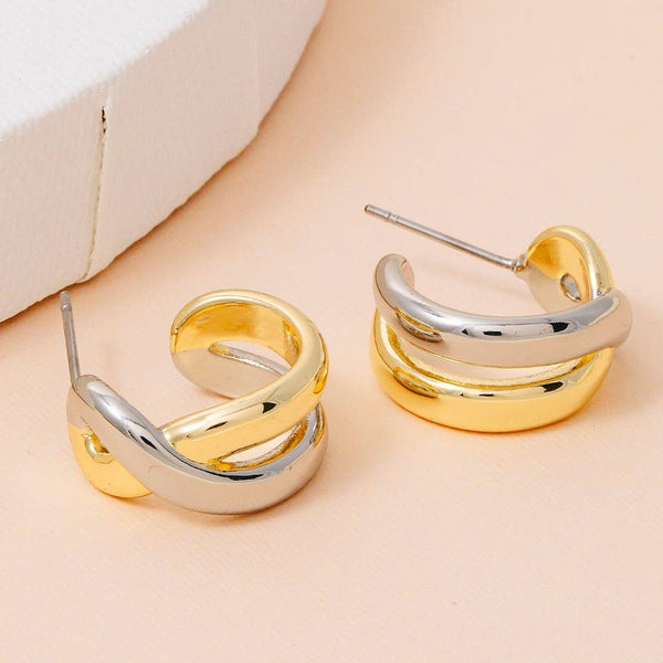 Two Tone Loop Hoop Earrings