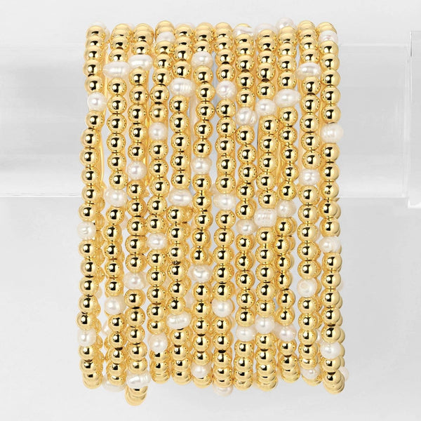 4mm Bead & Pearl Stretch Bracelet