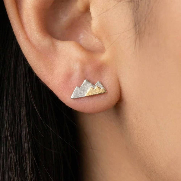 Two Toned Mountain Stud Earrings