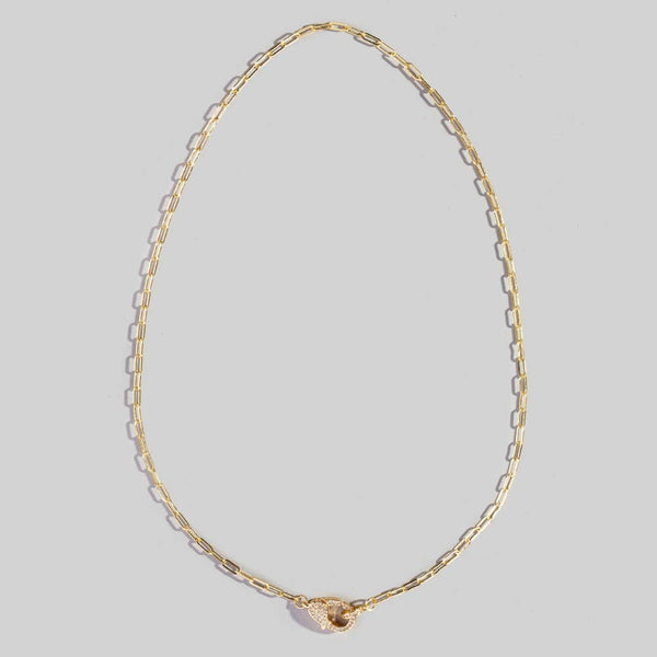 Pave Carabiner Clasp Paperclip Chain Necklace