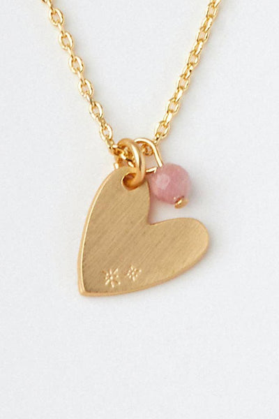 Stone Intention Charm Necklace - Rhodonite/Gold