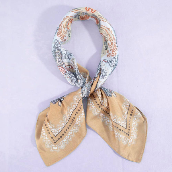 Paisley Print Satin Square Scarf