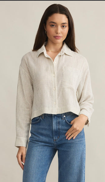 Del Mar Cotton Gauze Striped Shirt