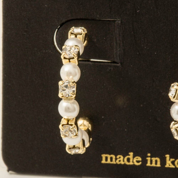 Cube And Pearl Beaded Hoop Earrings