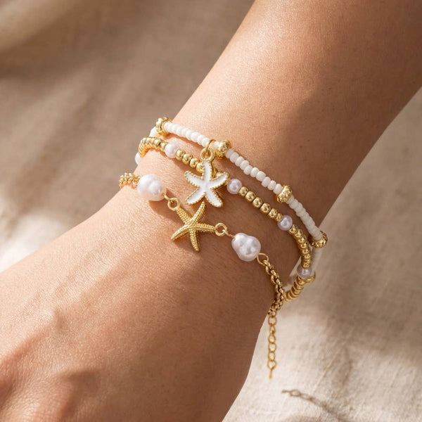 Pearl And Starfish Beaded Bracelet