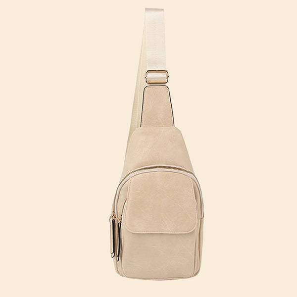 Vegan Leather Sling Bag - Nude