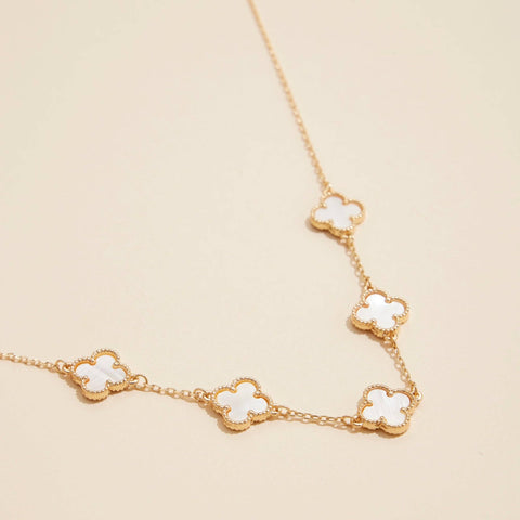 Gold Chain Necklace with Shell Inlay Charms