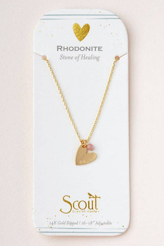 Stone Intention Charm Necklace - Rhodonite/Gold