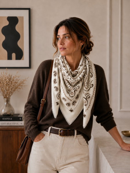 Bandana Scarf: Beige