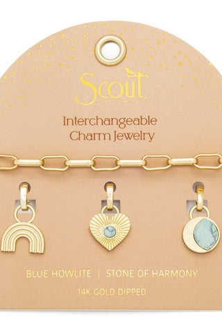 Interchangeable Charm Bracelet - Blue Howlite/Harmony/Gold