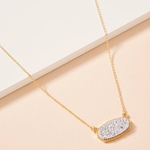 Druzy Stone Charm Short Necklace