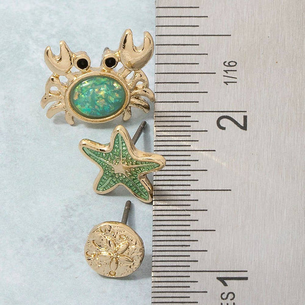 Sea Life Trio Stud Earring Set