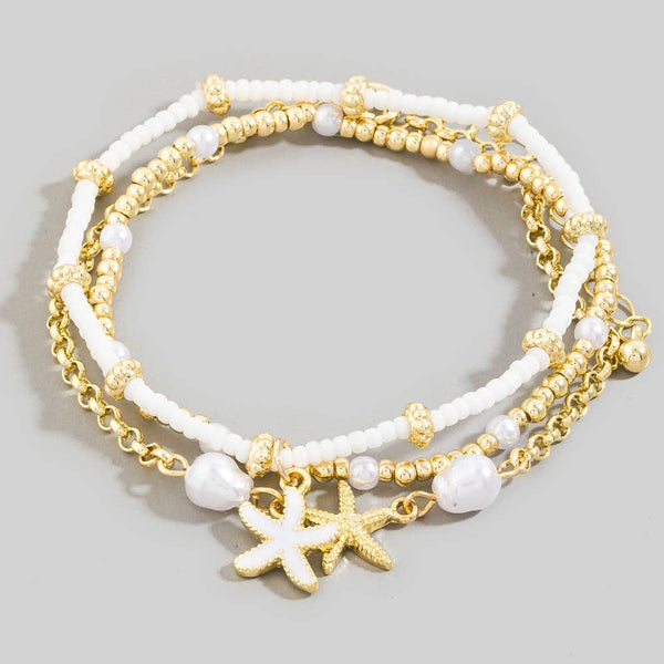 Pearl And Starfish Beaded Bracelet