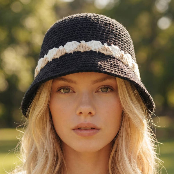Crochet Bucket Hat - Black
