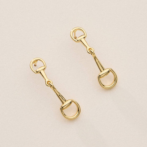 Gold Dipped Bit Link Drop Earrings