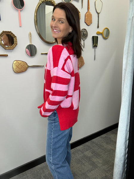 Checkerboard Heart Sweater