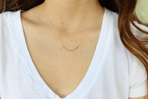 Morse Code Necklace - Gold - BLESSED