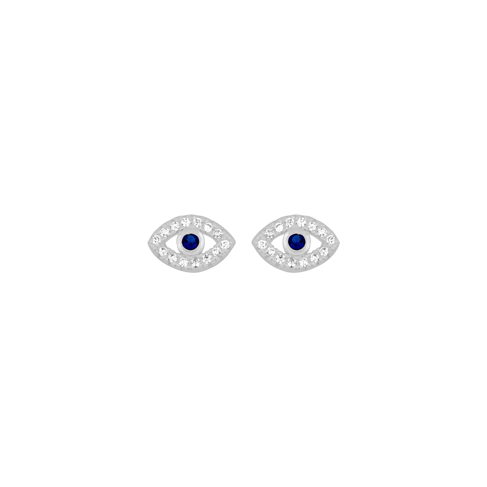Silver Evil Eye Studs