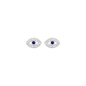 Silver Evil Eye Studs