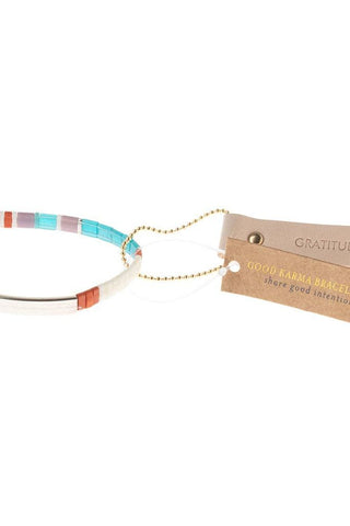 Good Karma Miyuki Bracelet | Gratitude - Turquoise/Orange