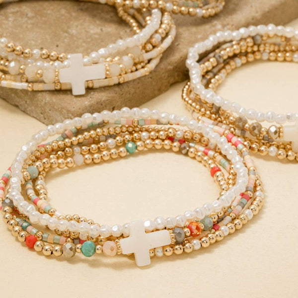 Shell Cross Beaded Bracelet
