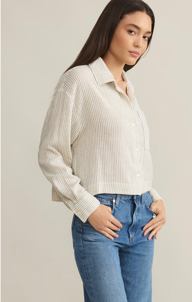 Del Mar Cotton Gauze Striped Shirt