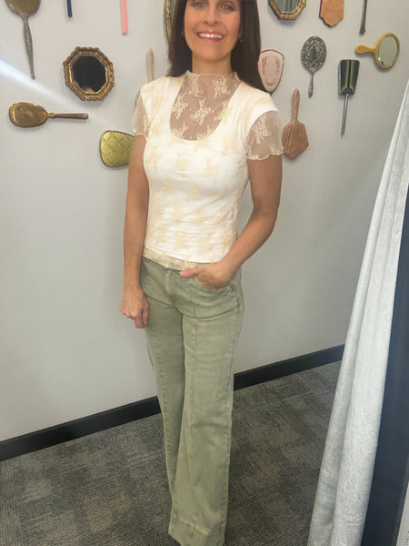 Short Sleeve Lace Top