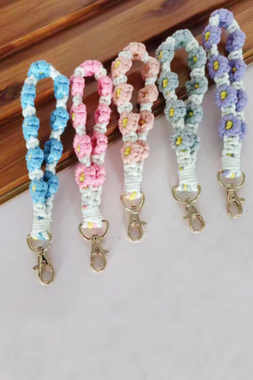 Floral Macrame Keychain