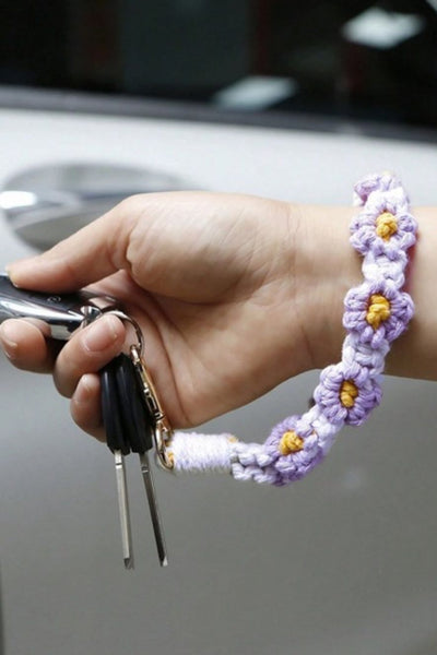 Floral Macrame Keychain