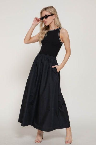 Contrast Knit Maxi Dress