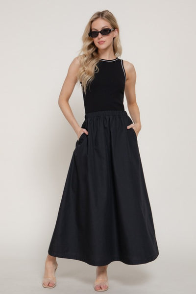 Contrast Knit Maxi Dress