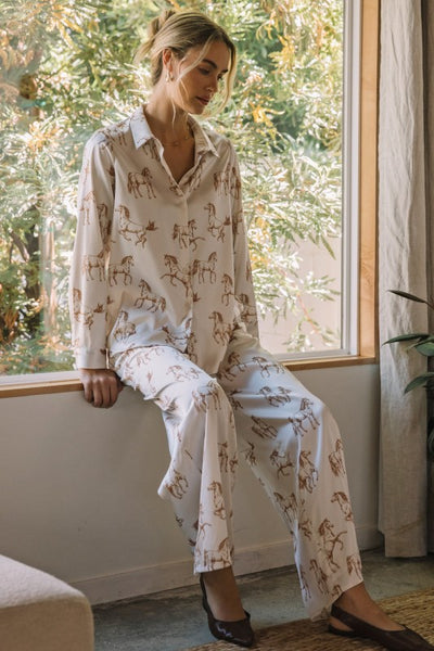 Horse Motif Button Down Shirt