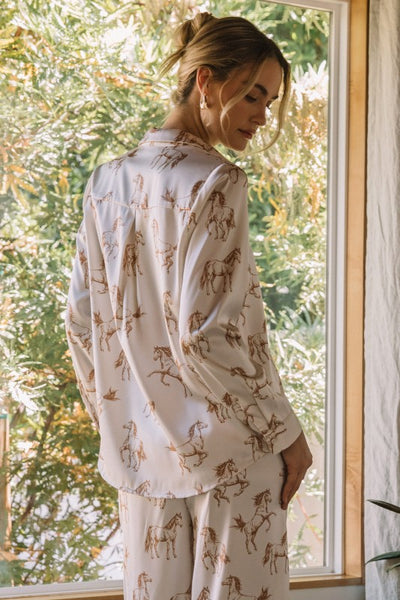 Horse Motif Button Down Shirt