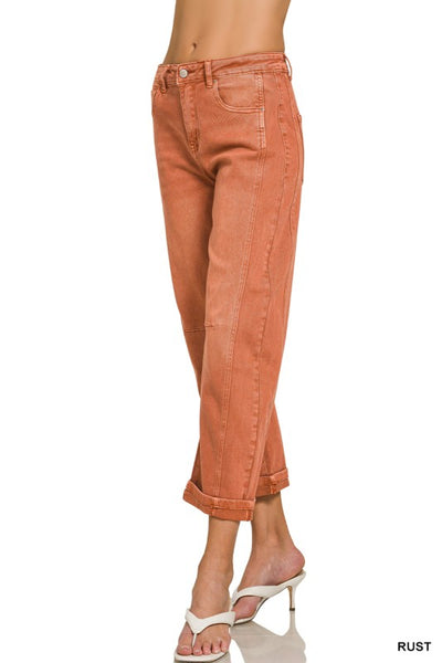 Cropped Barrel Pants -  Rust