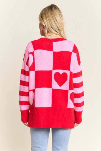 Checkerboard Heart Sweater