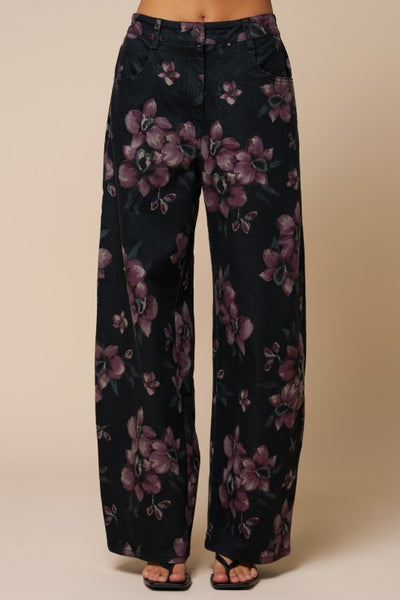 Floral Print Barrel Pants