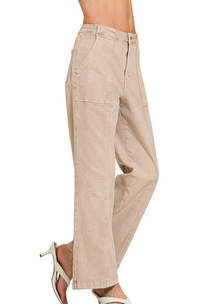 Straight Leg Utility Pocket Denim - Mocha