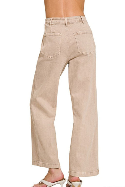 Straight Leg Utility Pocket Denim - Mocha