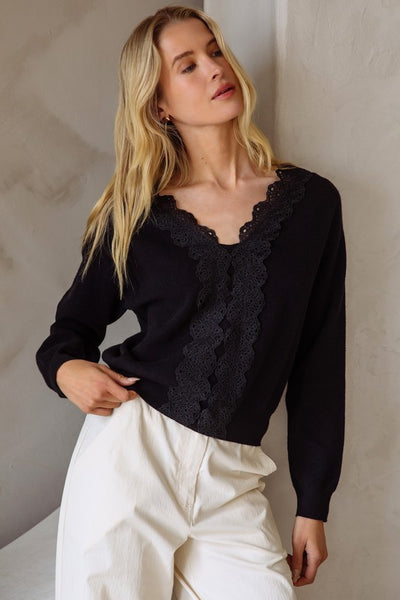 Lace Back Sweater