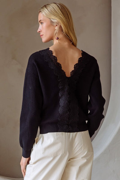 Lace Back Sweater