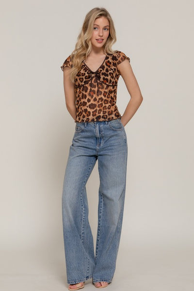 Leopard Mesh Top