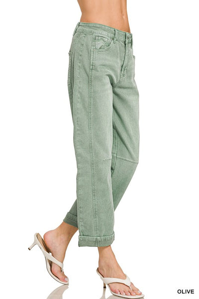 Olive Barrel Leg Pants
